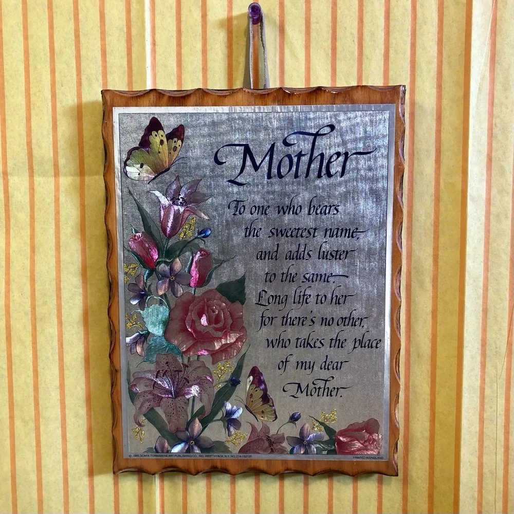Scafa Art Hanging Wood Plaque Vintage Decor Mother Poem